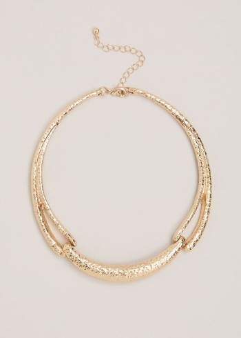 Phase Eight Gold Textured Collar Jewellery Gold Canada | SQHVTM-201